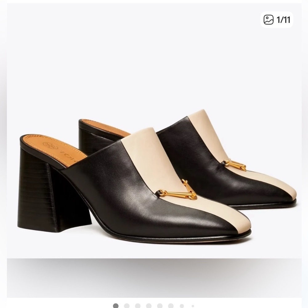 TORY BURCH Equestrian Link Heeled Mule size 9